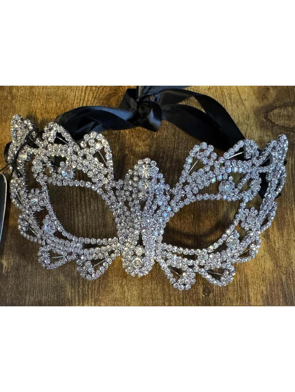 Silver Rhinestone Butterfly Eye Mask